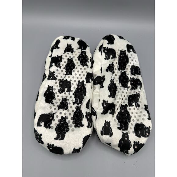 “Lazy One Black Bear Slippers S/M 4-6 Fuzzy Sherpa Lined Indoor Non-Slip” - Picture 2 of 4